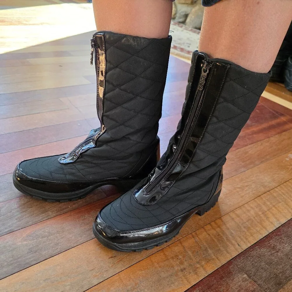Totes Black Front Zip-Up All Weather Boots Size 10